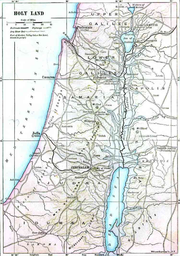 Bible map of the Holy Land - Israel